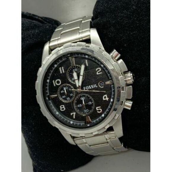 Fossil FS4542 Men's Watch Stainless Steel Bracelet Black Analog Dial 45mm D375 - Picture 2 of 9